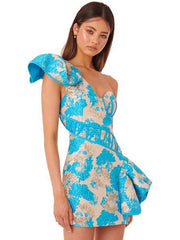 One Shoulder Sleeveless Print Party Dress