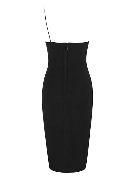 One Shoulder Cocktail Dress Spaghetti Straps Shaping Bodycon Dress