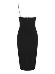 One Shoulder Cocktail Dress Spaghetti Straps Shaping Bodycon Dress