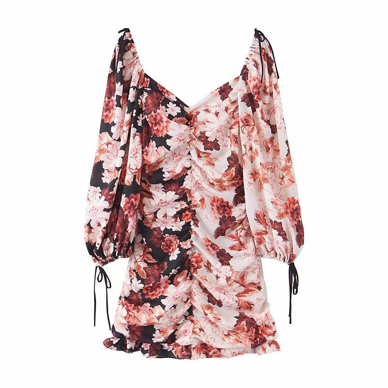 Casual Patchwork Floral Print Stylish Mini Dress