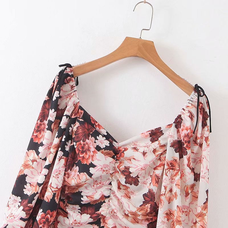Casual Patchwork Floral Print Stylish Mini Dress