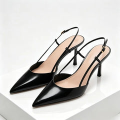 Pointed-Toe Patent Leather Pumps Stylish Ankle-Strap Thin High Heel