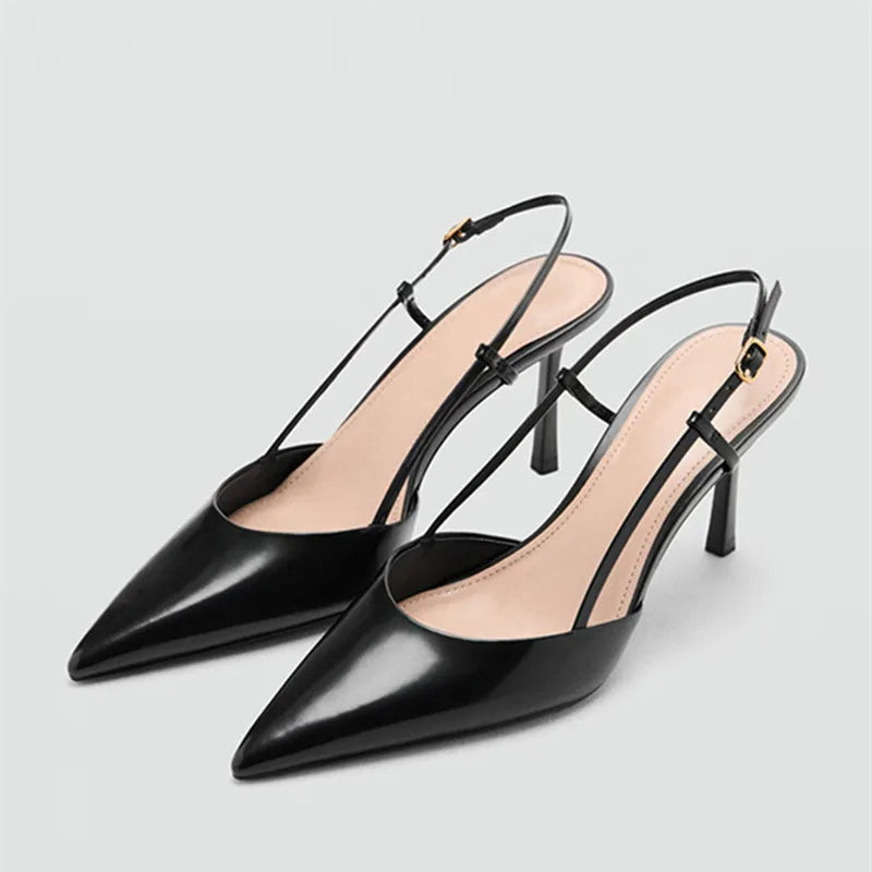 Pointed-Toe Patent Leather Pumps Stylish Ankle-Strap Thin High Heel