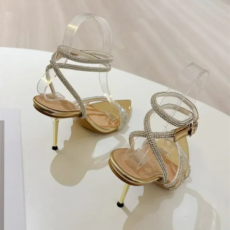Pointed Toe Rhinestone High Heel
