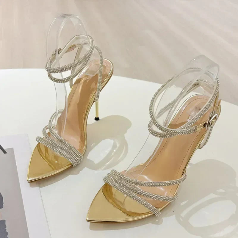 Pointed Toe Rhinestone High Heel