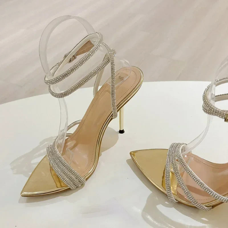 Pointed Toe Rhinestone High Heel