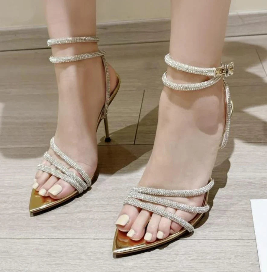 Pointed Toe Rhinestone High Heel