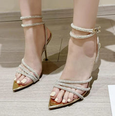 Pointed Toe Rhinestone High Heel