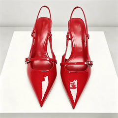 Pointed Toe Sandals Red Thin High Heel