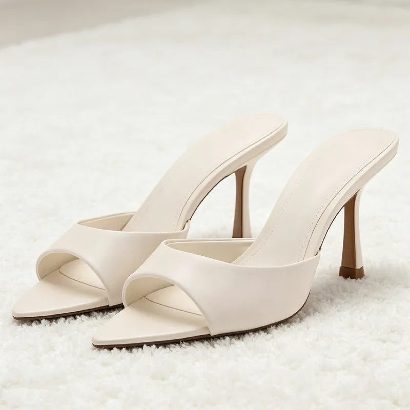 Pointed Toe Slippers Peep Toe Heel
