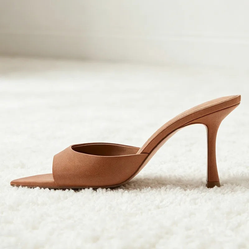 Pointed Toe Slippers Peep Toe Heel