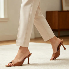Pointed Toe Slippers Peep Toe Heel