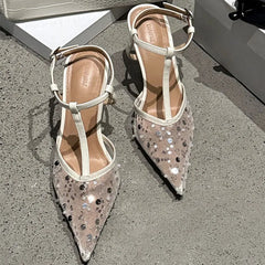 Pointy Toe Mesh Heel