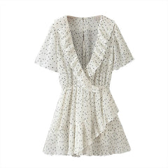 Casual Polka Dot Ruffles A-Line Mini Dress