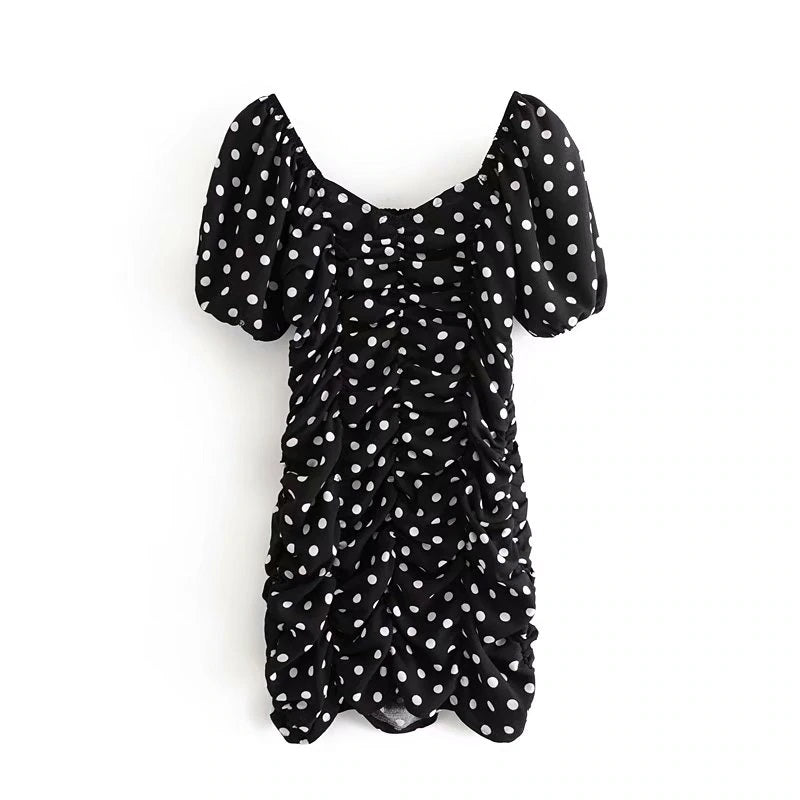 Elegant Polka Dot Short Sleeve Bodycon Mini Dress