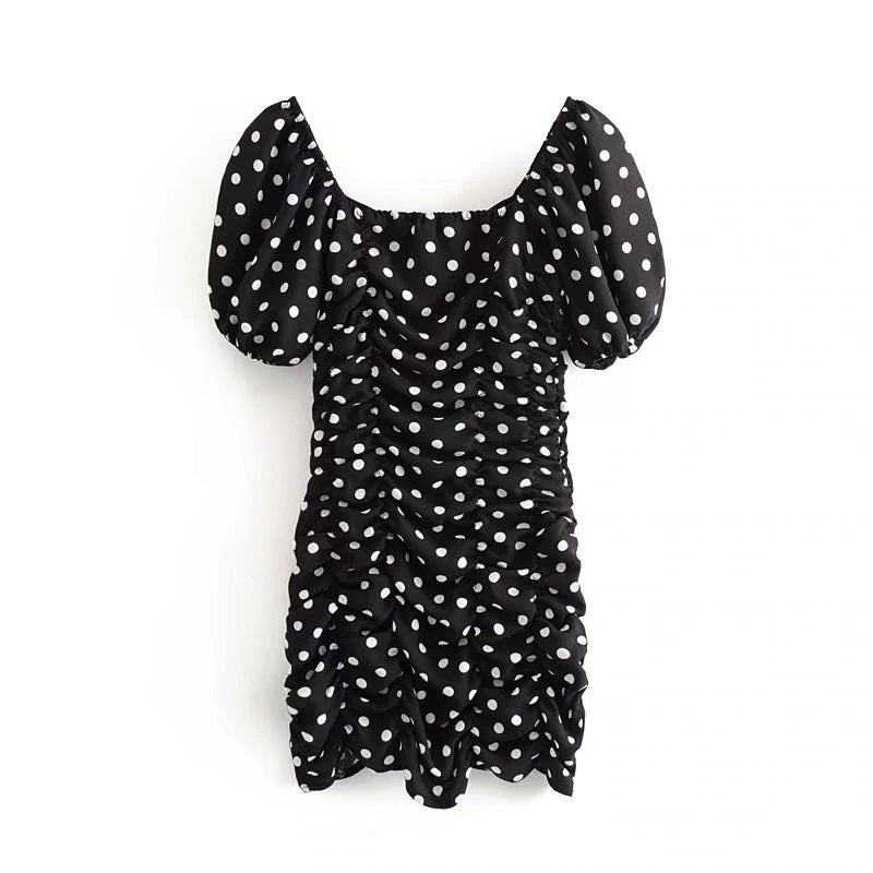Elegant Polka Dot Short Sleeve Bodycon Mini Dress