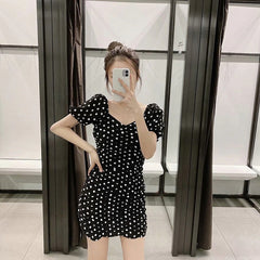 Elegant Polka Dot Short Sleeve Bodycon Mini Dress