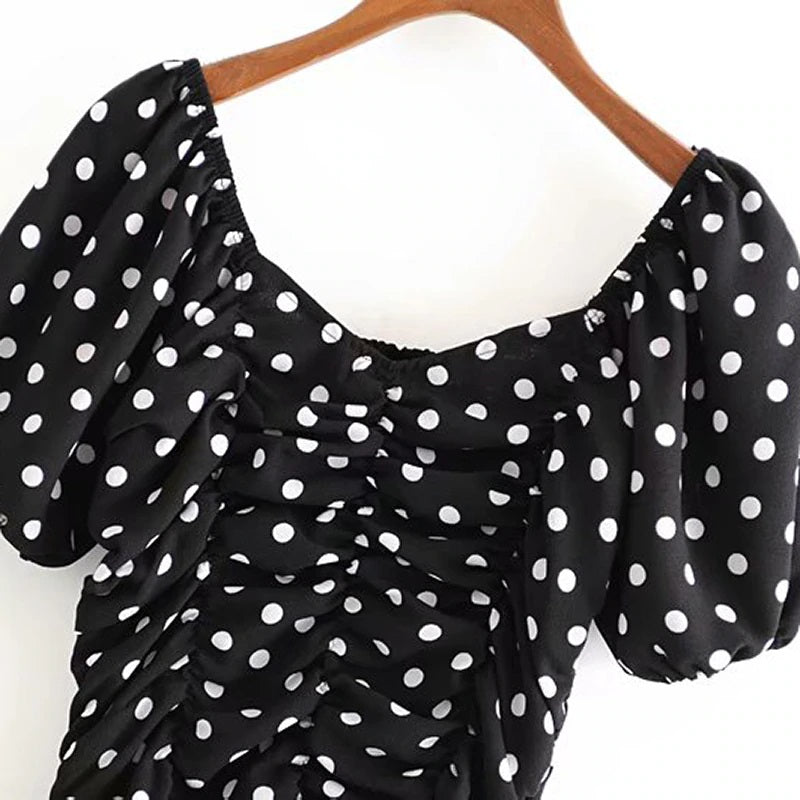 Elegant Polka Dot Short Sleeve Bodycon Mini Dress