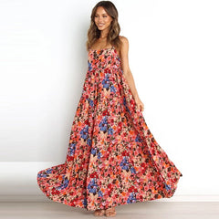 Print Sleeveless Backless Maxi Dress