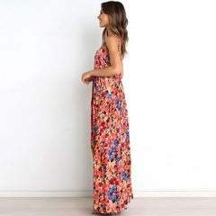 Print Sleeveless Backless Maxi Dress
