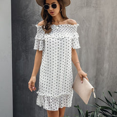 Elegant Ruffle Off Shoulder Sashes Streetwear Mini Dress