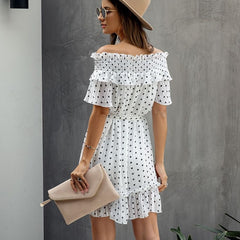 Elegant Ruffle Off Shoulder Sashes Streetwear Mini Dress