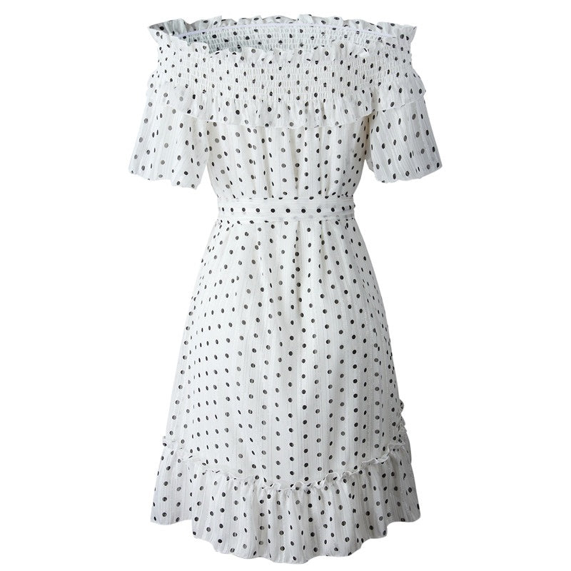 Elegant Ruffle Off Shoulder Sashes Streetwear Mini Dress