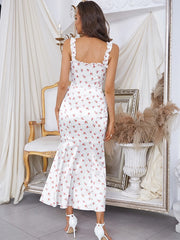 Ruffles Floral Club Party Maxi Dress