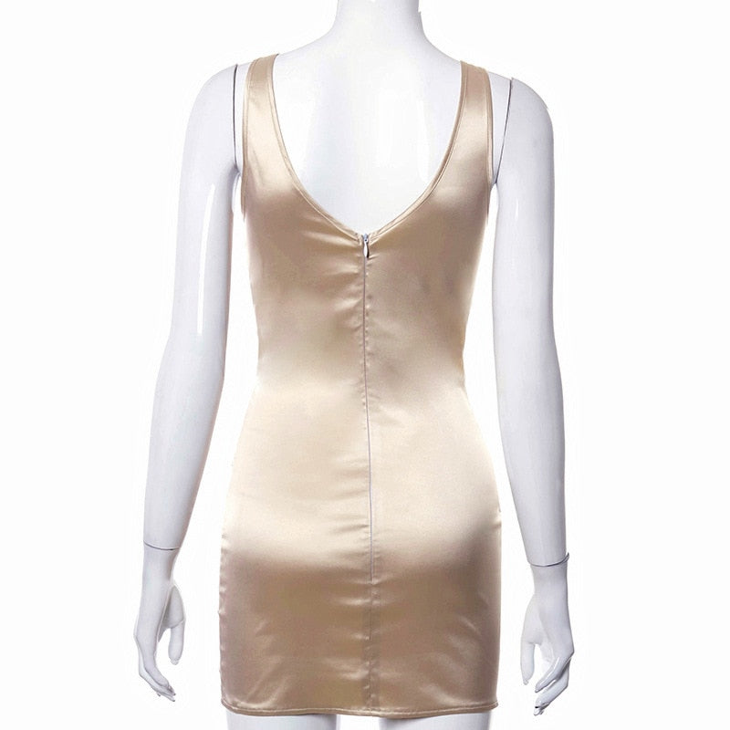 Satin Patchwork Sleeveless Dress
