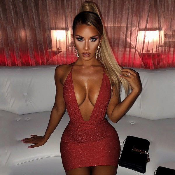 Sequins Sleeveless Backless Bodycon Slip Mini Dress