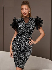 Short Butterfly Sleeve Midi Dress