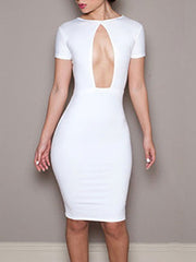 Casual Solid Color Short Sleeves Stretch Bodycon Dress