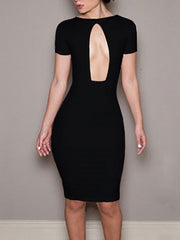Casual Solid Color Short Sleeves Stretch Bodycon Dress