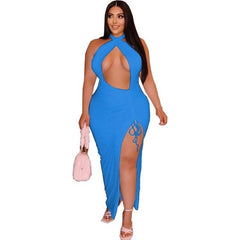 Sleeveless Backless Split Long Bodycon Maxi Dress