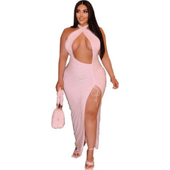 Sleeveless Backless Split Long Bodycon Maxi Dress