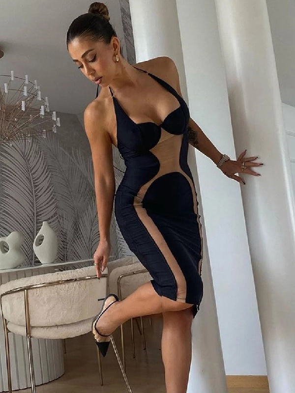 Sleeveless Mesh Club Party Bodycon Dress