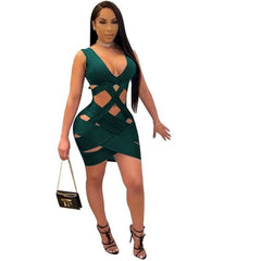 Sleeveless Night Party Hollow Out Bodycon Dress