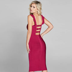 Sleeveless Ruffles Hollow Out Midi Club Celebrity Party Dress