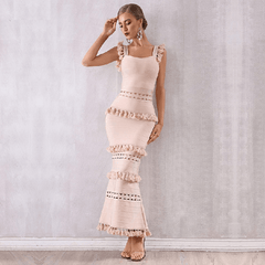 Sleeveless Tassel Club Fringe Celebrity Evening Party Dress