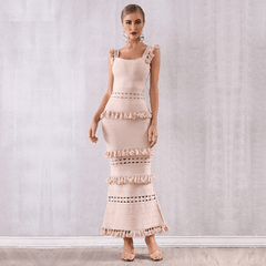 Sleeveless Tassel Club Fringe Celebrity Evening Party Dress