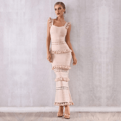 Sleeveless Tassel Club Fringe Celebrity Evening Party Dress