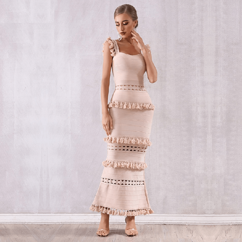 Sleeveless Tassel Club Fringe Celebrity Evening Party Dress