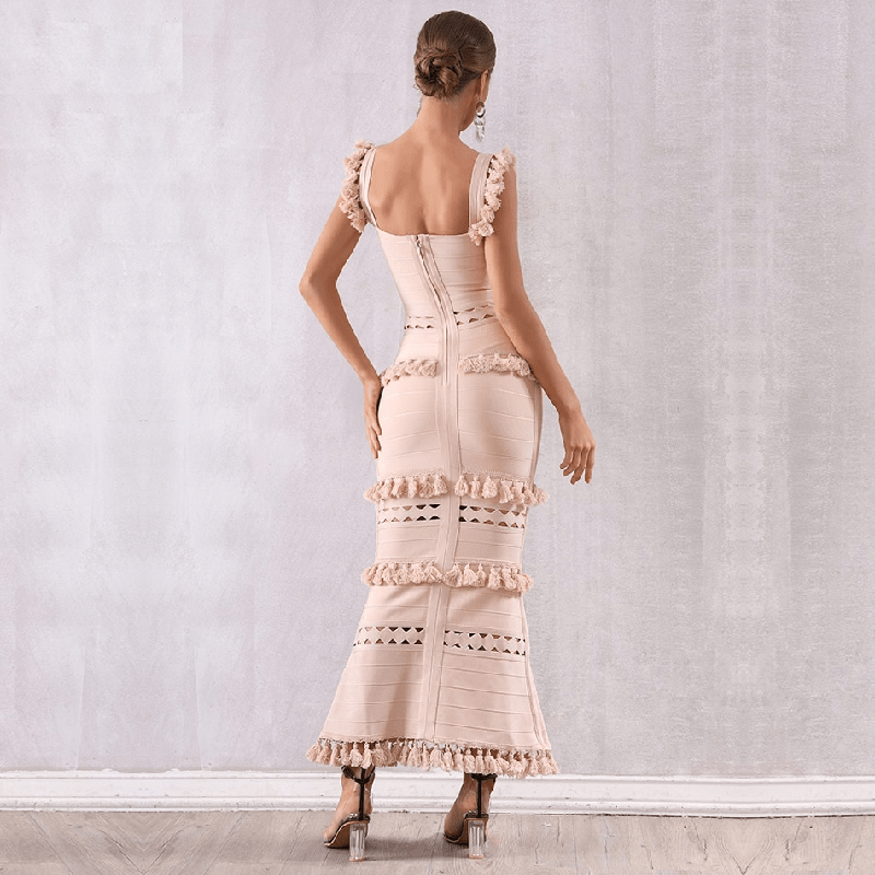 Sleeveless Tassel Club Fringe Celebrity Evening Party Dress