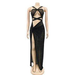 Sleeveless V-neck Split Club Party Long Dress