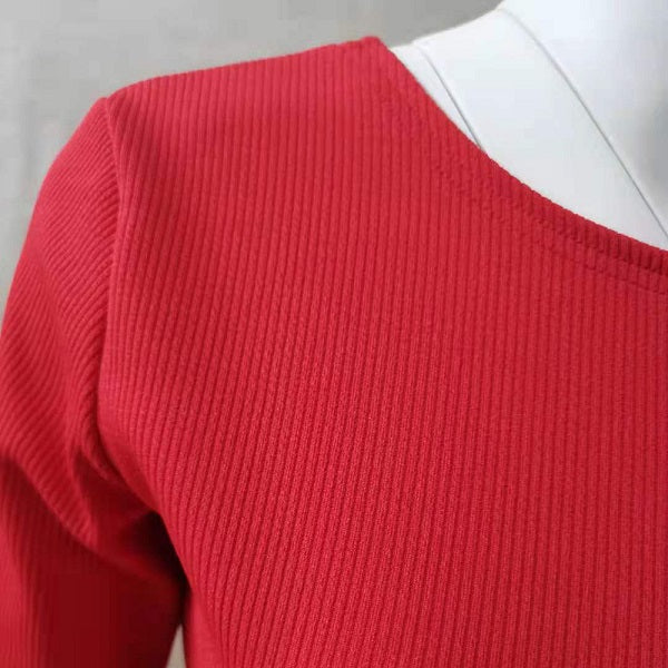 Solid Color Long Sleeve Backless Mini Dress