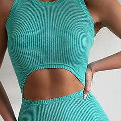 Solid Color Sleeveless Cut Out Bodycon Dress