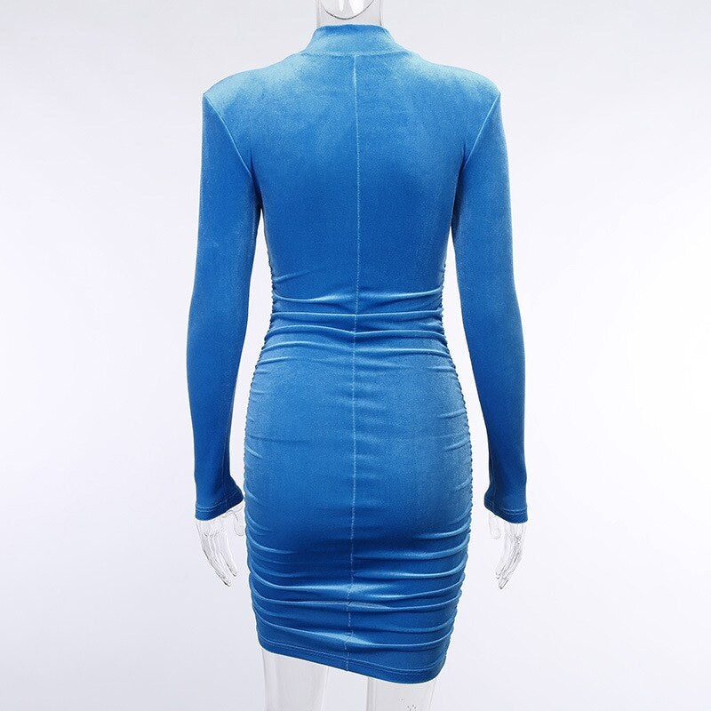 Solid Turtleneck Long Sleeve Slim Fit Party Dresses