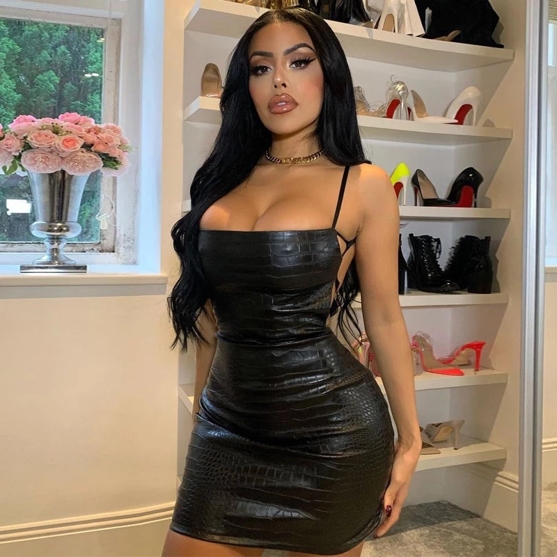 Spaghetti Strap Backless Clubwear Party Dress