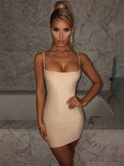 Spaghetti Strap Square Neck Bodycon Dress