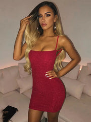 Spaghetti Strap Square Neck Bodycon Dress